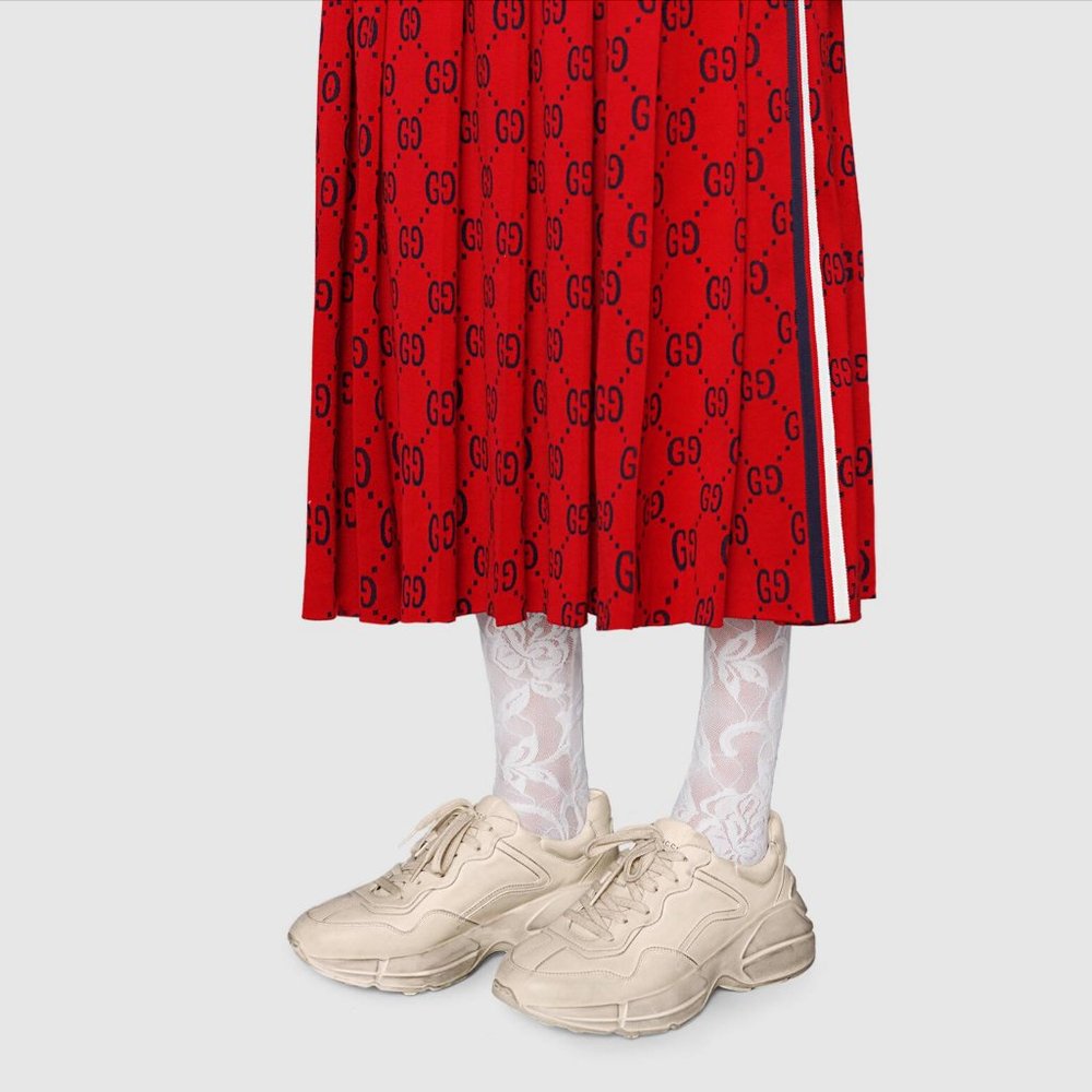 NIB-Gucci Off-White Distressed Rhyton Sneakers-$895